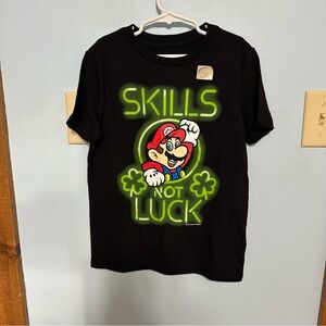 Super Mario Brothers Black Tee with Green Graphic